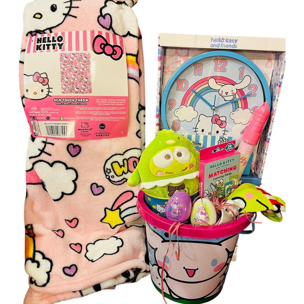 Hello kitty and friends Easter bundle with adorable 40 x 50 rainbow world throw